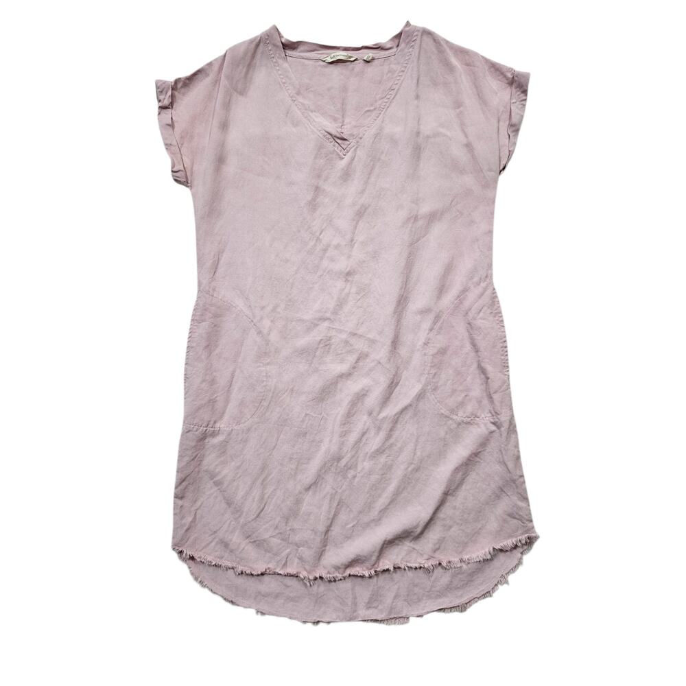 Soft Surroundings Women's Pink Short Sleeve V-neck‎ Casual Tunic Dress Size S